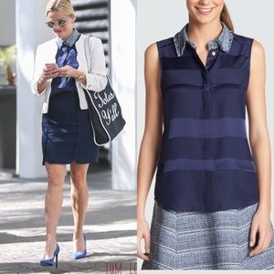 Draper James Navy Blue Sleeveless Blouse